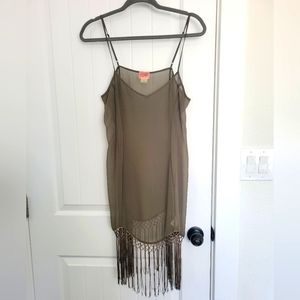 Free People Intimates sheer fringe slip